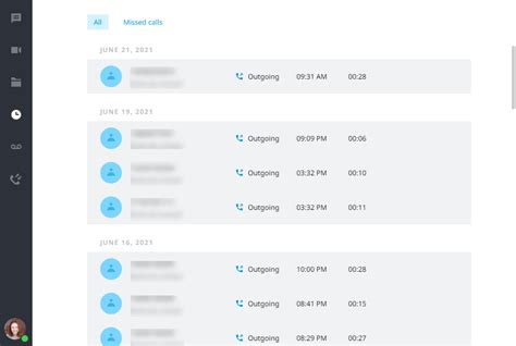 Intermedia Unite Desktop App: Call History.